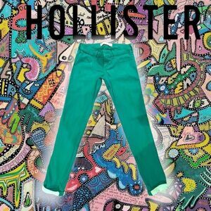 2/30$❤️❤️❤️HOLLISTER GREEN CUFFED JEANS SIZE 3 WAIST 26”